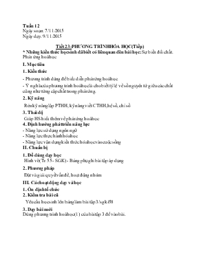 Bài giảng Tiết 23 Phương trình hóa học (tiếp)